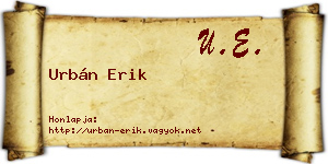 Urbán Erik névjegykártya